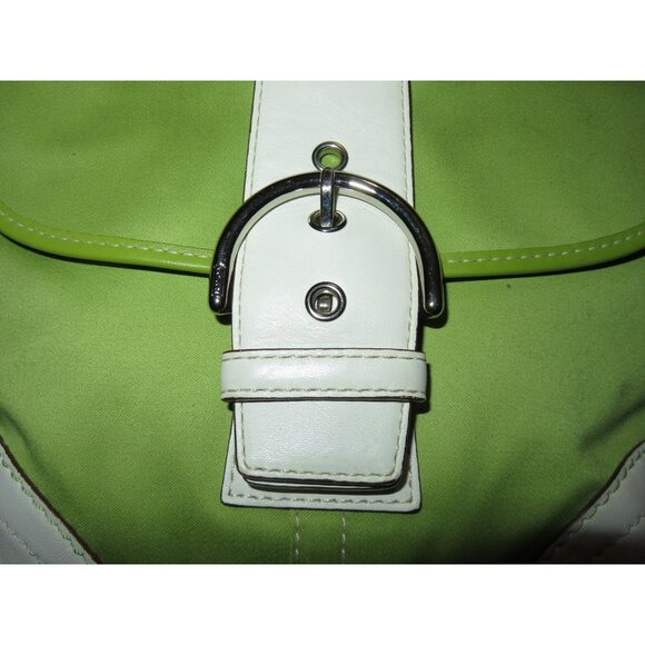 Coach 2006 Vintage Y2K Green & White Soho Twill & Leather Mini Tote - Picture 10 of 14
